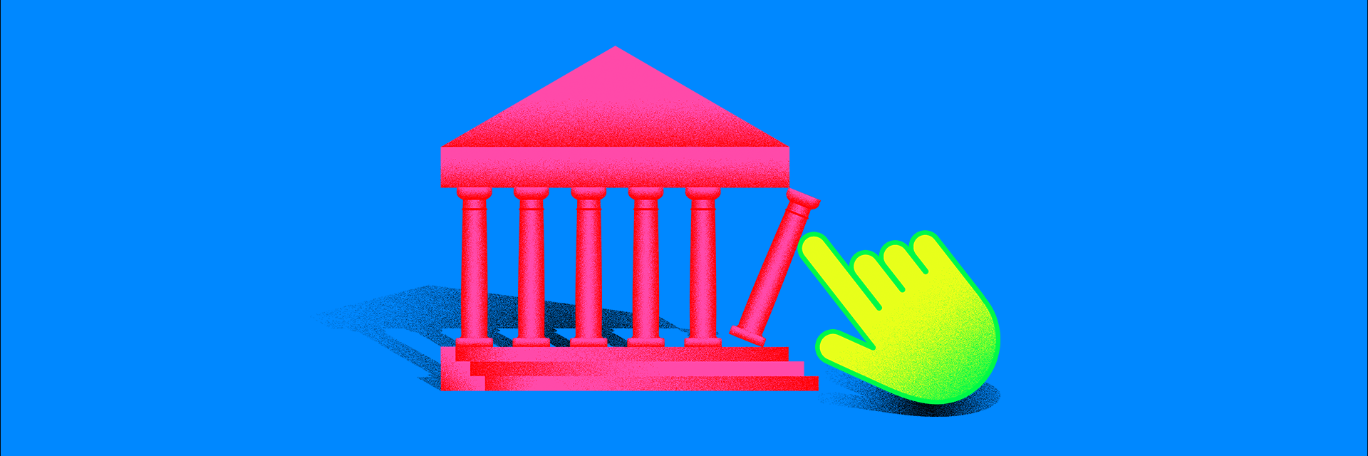 Illustrative Grafik eines Tempels bei dem eine Säule droht umzustürzen Illustrative Grafik eines Tempels bei dem eine Säule droht umzustürzen