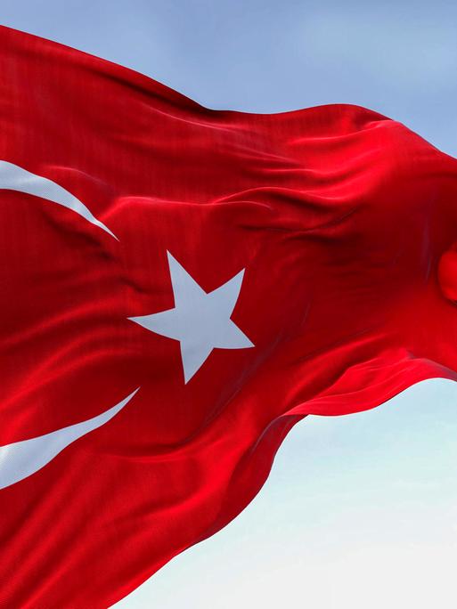 Die türkische Nationalflagge weht an einem klaren Tag.